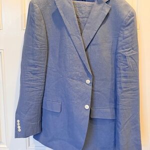 Lauren Ralph Lauren Blue 100% Linen Suit 46L 38x30 2-Piece